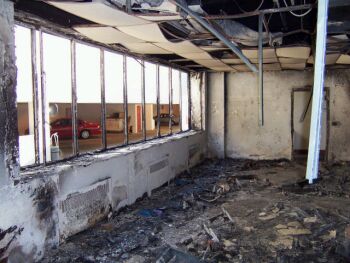 Fire damage inside the Marion County Courthouse